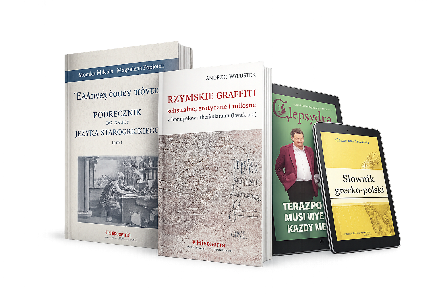 Mockup publikacji drukowanych i cyfrowych przygotowanych przez Pandawer